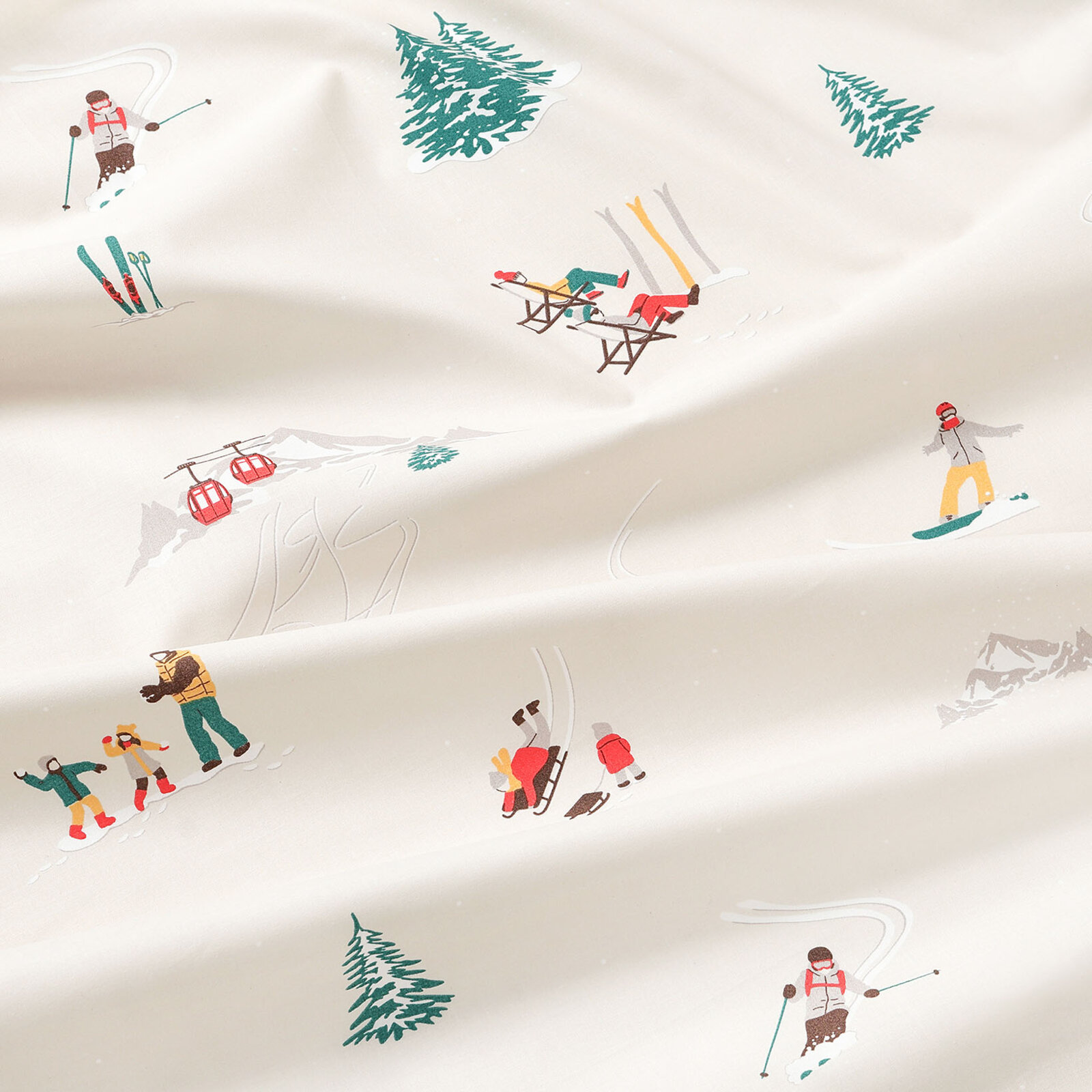 Runde Weihnachts-Tischdecke 100% Baumwolle - Winterfreuden