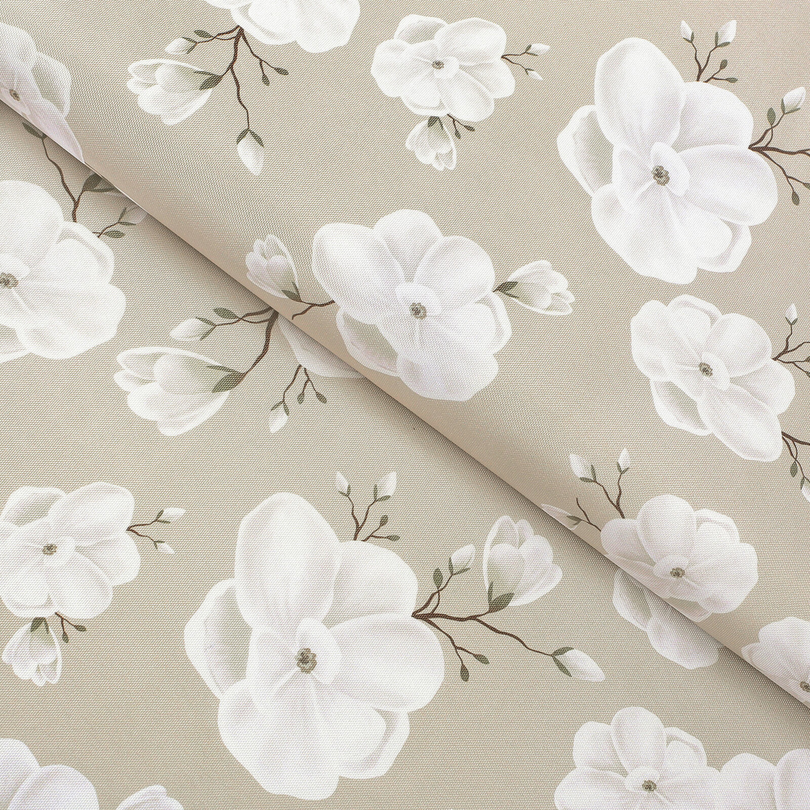 Teflon-Stoff für Tischdecken - weiße Blumen