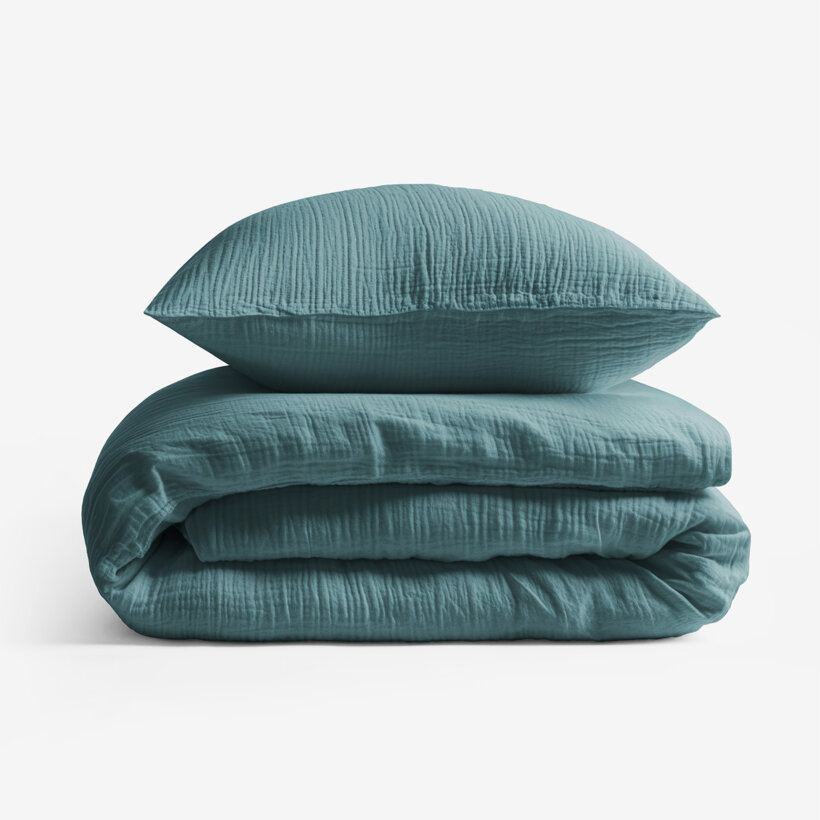 Musselin-Bettwäsche – petrol