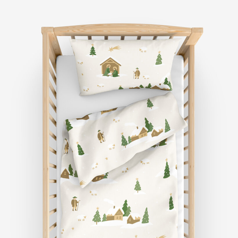 Weihnachtliche Bettwäsche für Babybetten aus Baumwolle - Weihnachtslieder