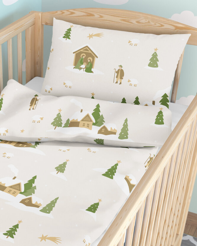 Weihnachtliche Bettwäsche für Babybetten aus Baumwolle - Weihnachtslieder
