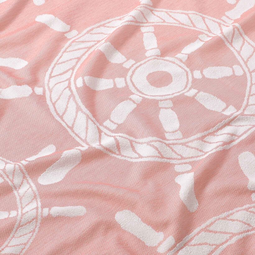 Großes Strandtuch aus Baumwolle - Steuerrad auf rosa