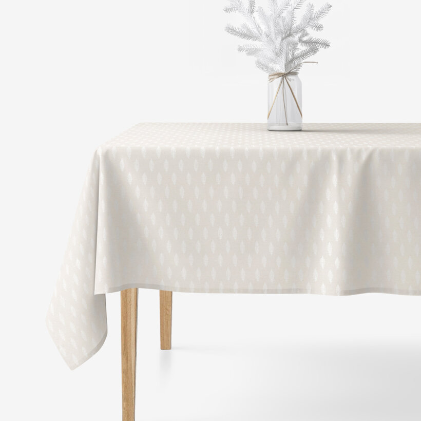 Weihnachtliche eckige Tischdecke Natura - Ästchen auf natürlicher