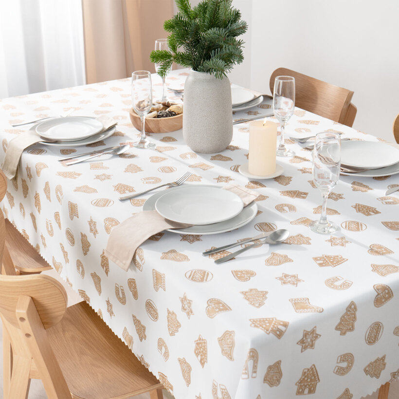Eckige weihnachtliche Teflon-Tischdecke - Lebkuchen