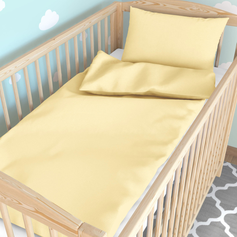 Bettwäsche für Babybetten aus Baumwolle - Bananenfarbe