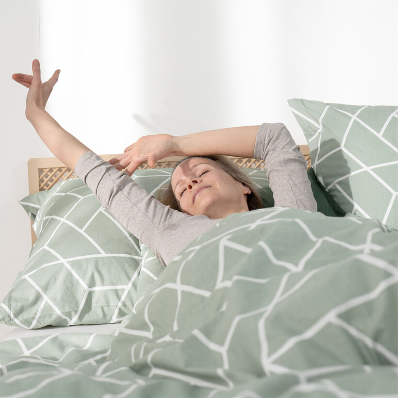 Bettwäsche aus Baumwolle - Mosaik auf Salbeigrün