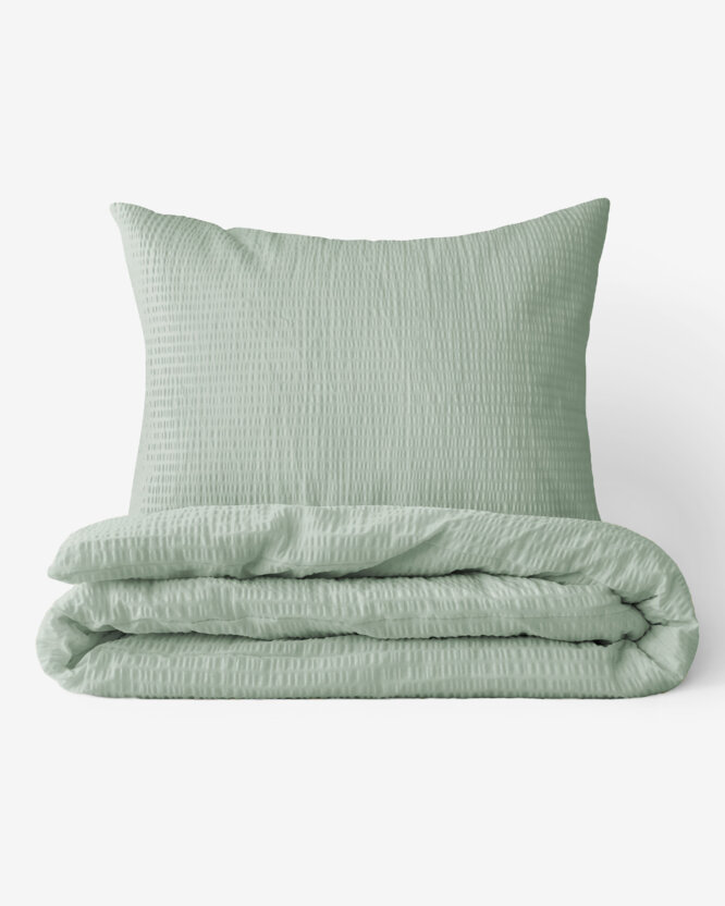 Seersucker Bettwäsche - salbeigrün