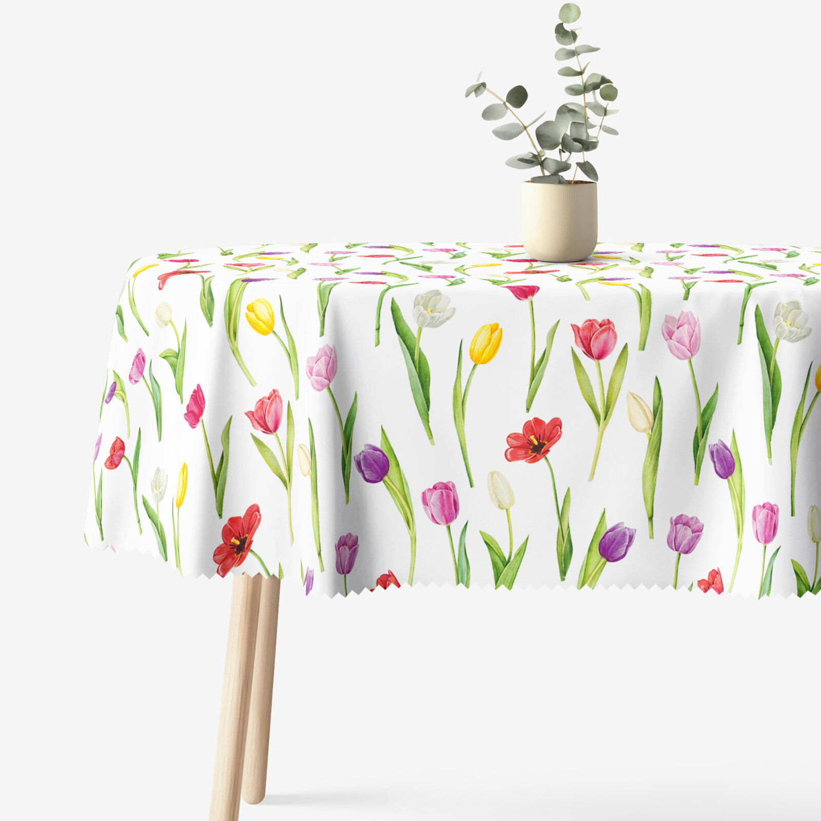 Ovale Tischdecke Teflon - Bunte Tulpen