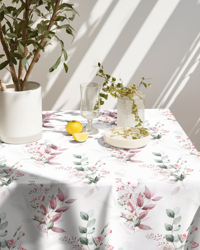 Eckige Tischdecke 100% Baumwolle Deluxe - zarte Rosen