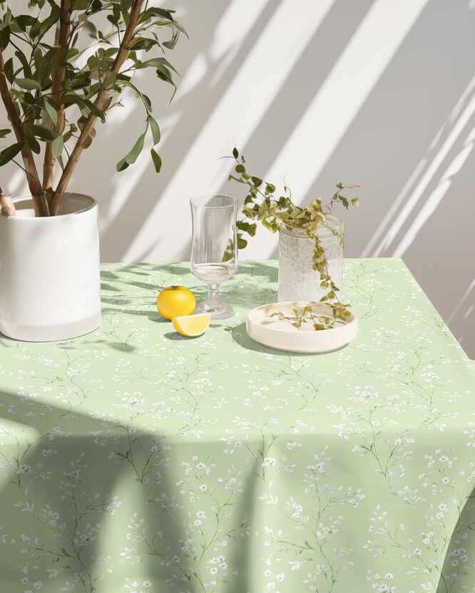 Eckige Teflon-Tischdecke - Jasminblüten