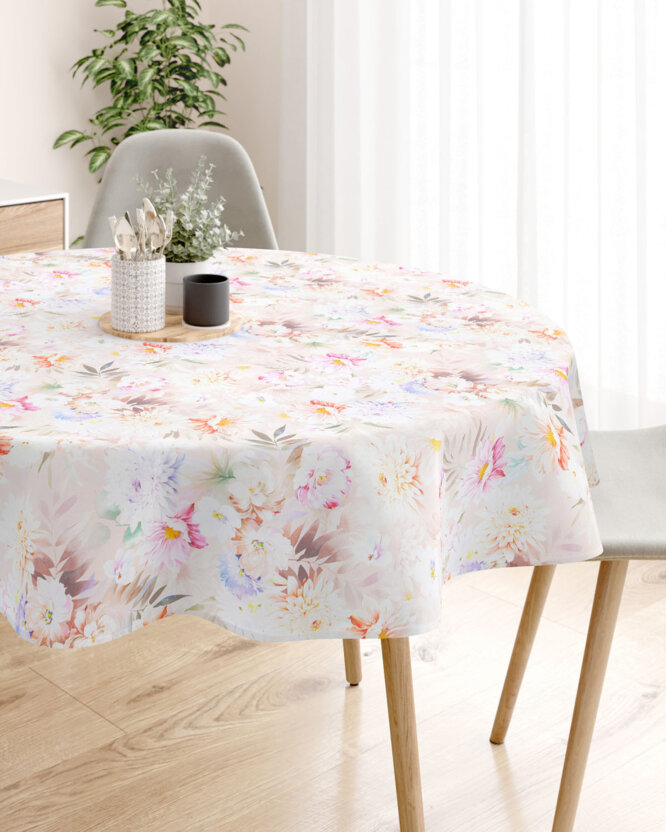 Runde Tischdecke 100% Baumwolle Deluxe - wilde Blumen