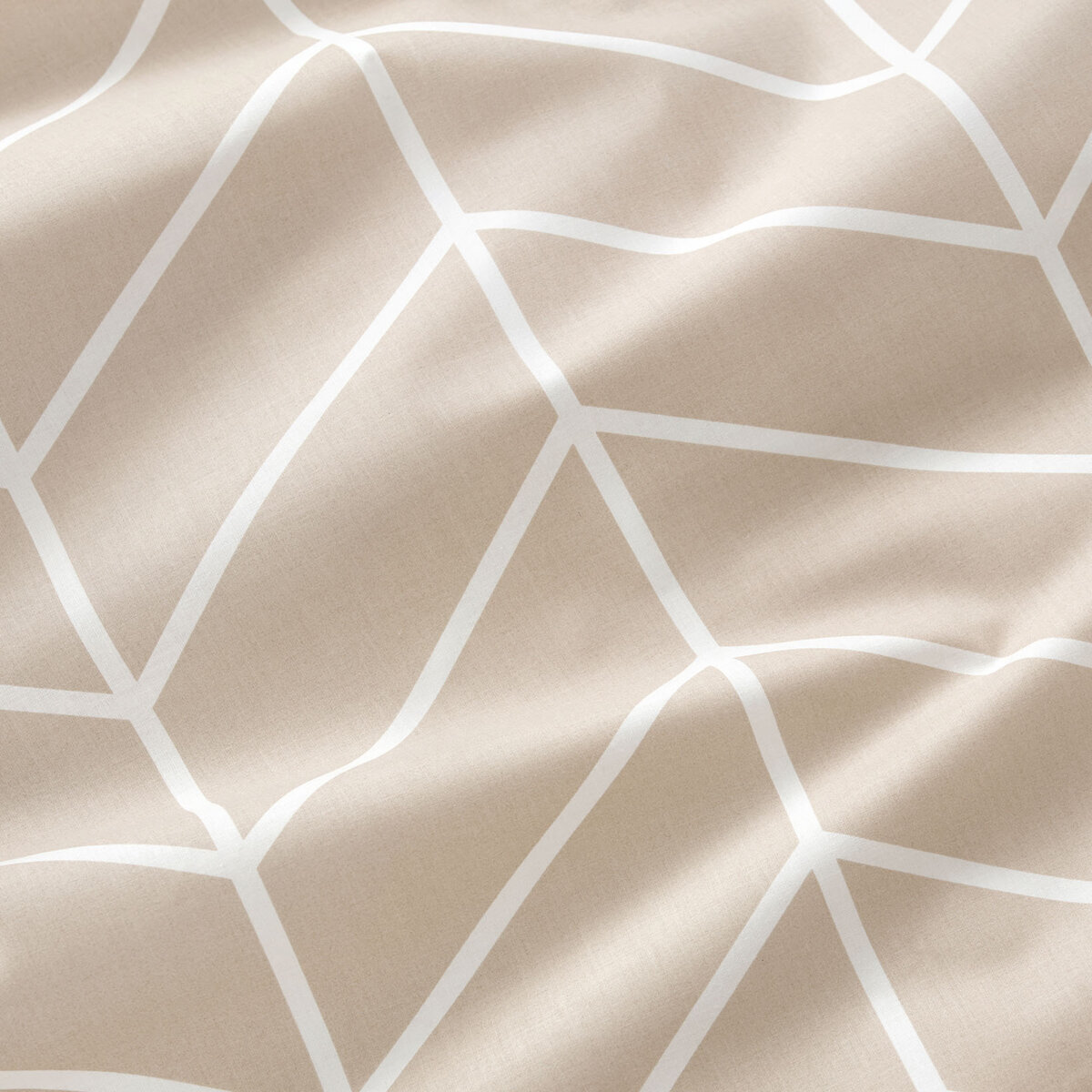 Bettwäsche aus Baumwolle - Weißes und beiges Zickzack