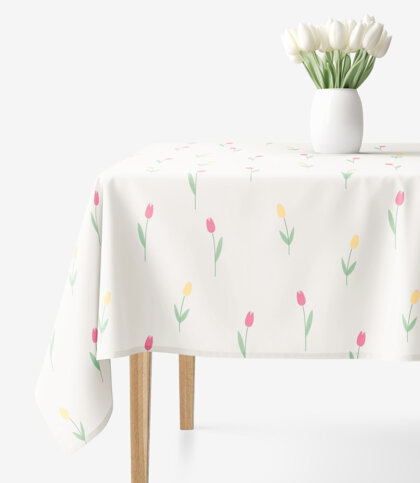Eckige Tischdecke 100% Baumwolle - Tulpen