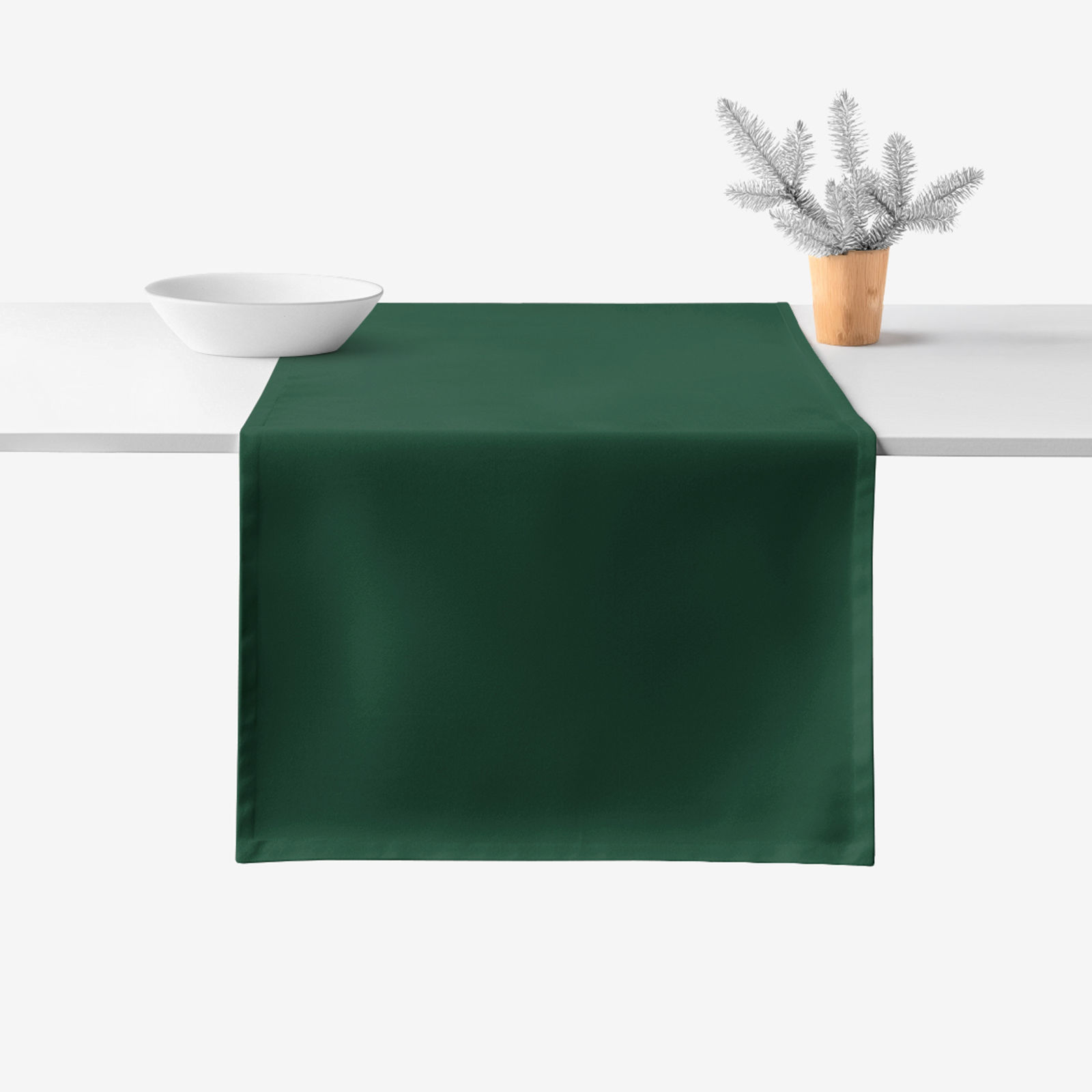 Weihnachtlicher Tischläufer aus 100% Baumwolle - dunkelgrün
