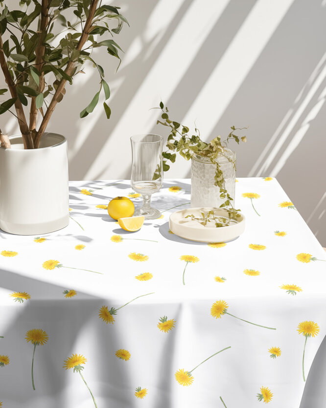 Eckige Tischdecke 100% Baumwolle - Löwenzahn