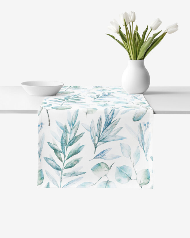 Tischläufer aus 100% Baumwolle Deluxe - aquarelle Blätter