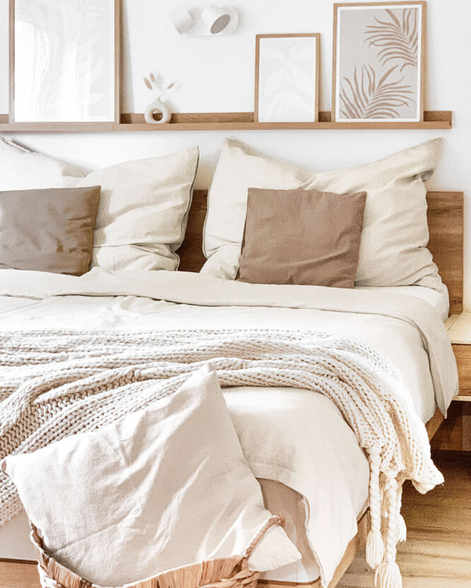 Bettwäsche aus Leinenmischung - elfenbein