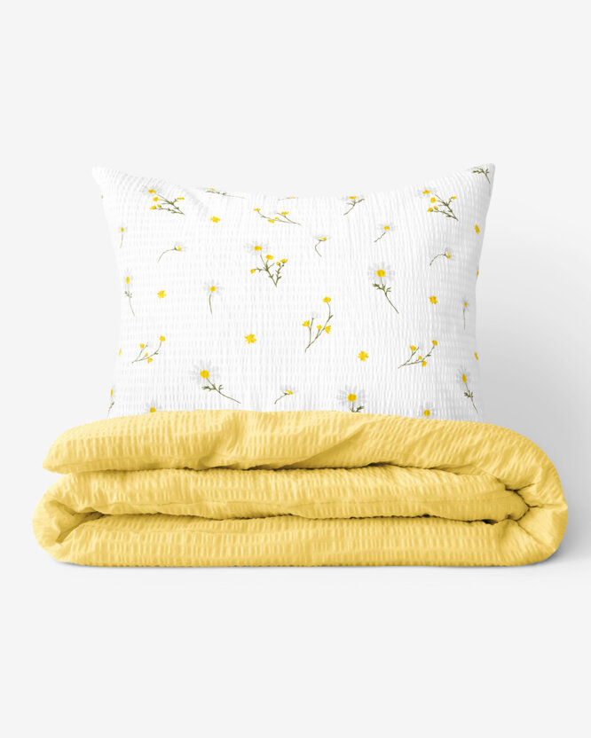 Seersucker Bettwäsche Duo - Kamille mit gelb