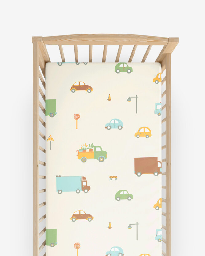 Spannbetttuch aus Baumwolle für Babybetten - Welt der Autos