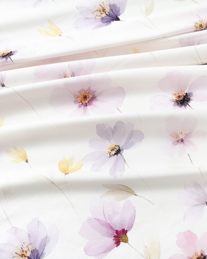 Bettwäsche aus Baumwolle-Satin - Lila Blüten
