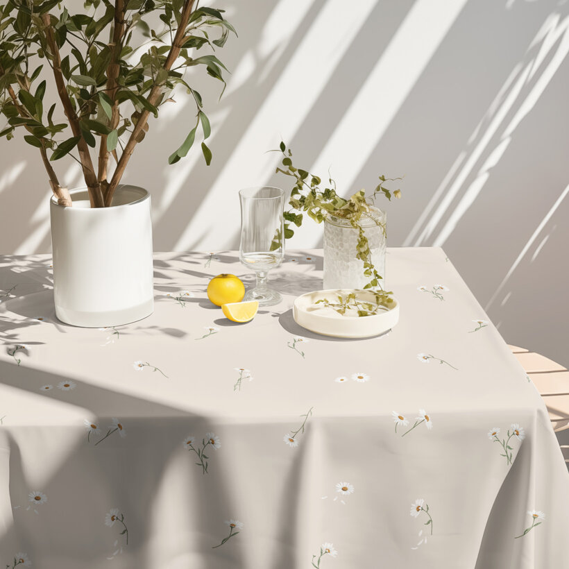 Eckige Teflon-Tischdecke - Gänseblümchen