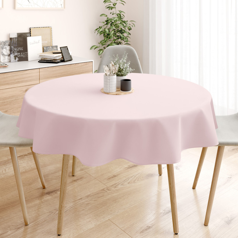Runde Tischdecke 100% Baumwolle - puderrosa