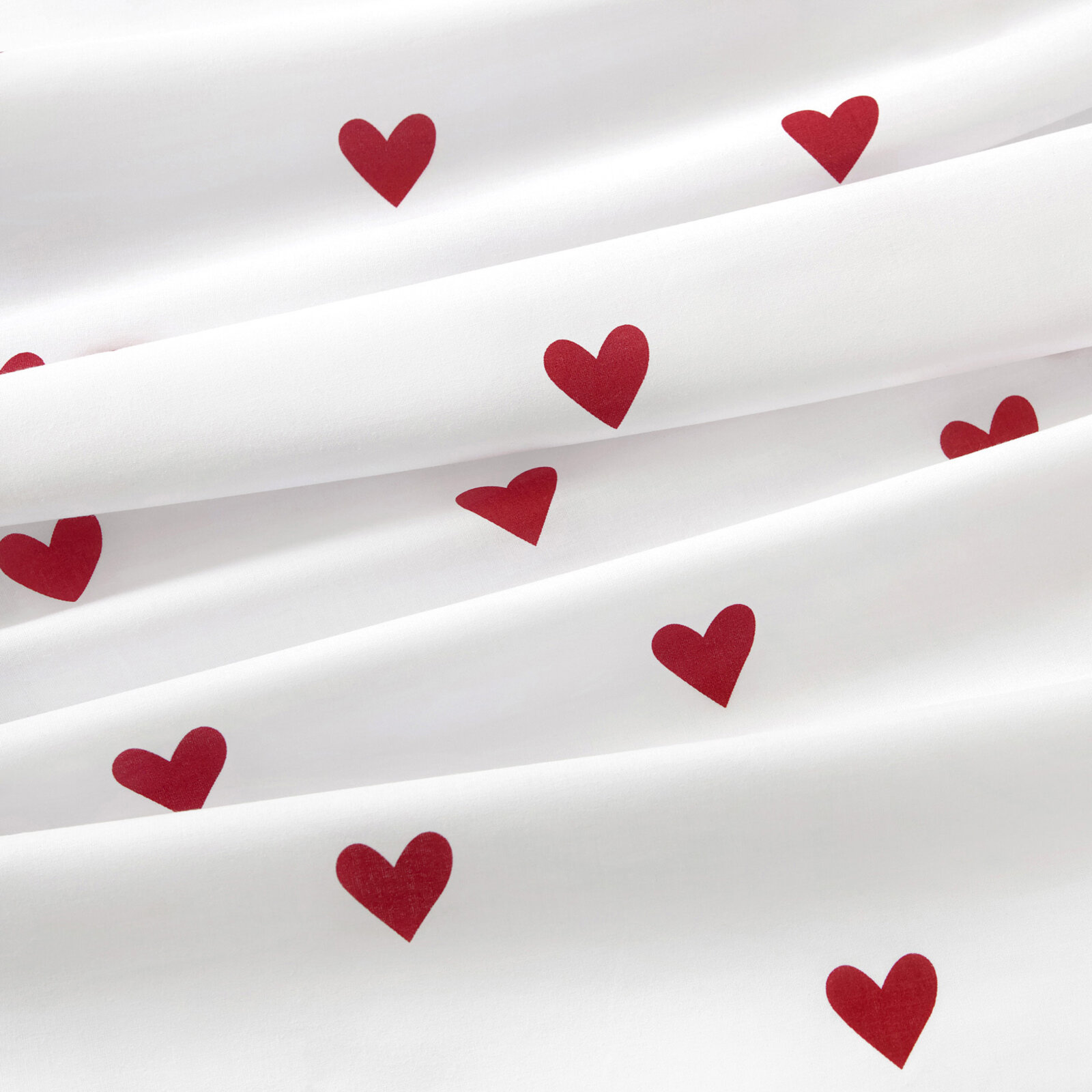 Runde Tischdecke 100% Baumwolle - Rote Herzchen auf Weiß