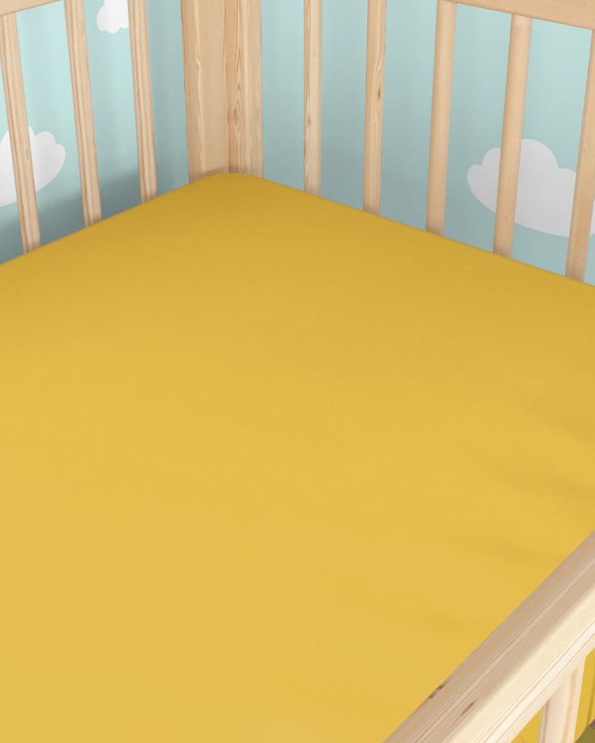 Spannbetttuch aus Baumwolle für Babybetten - honiggelb
