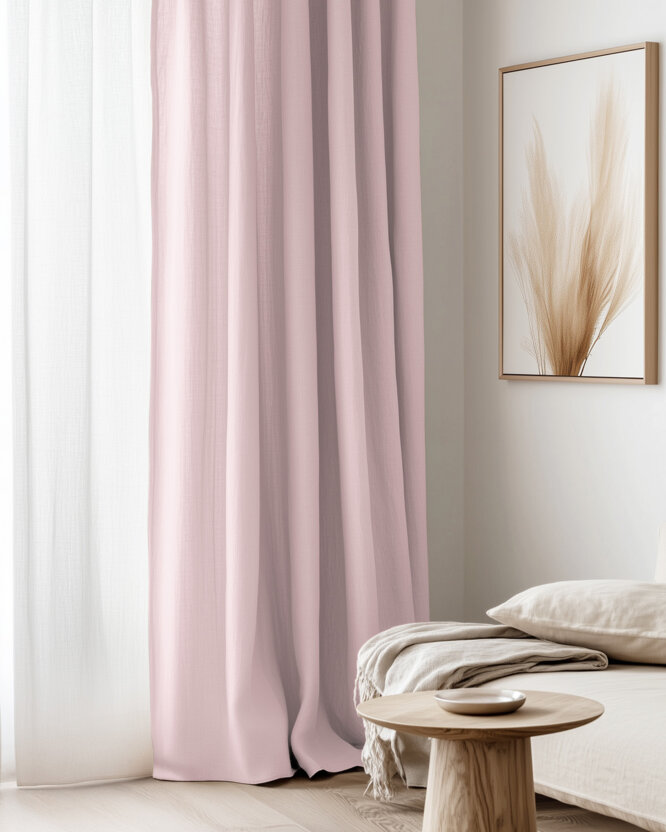 Vorhang aus Leinenmischung - puderrosa