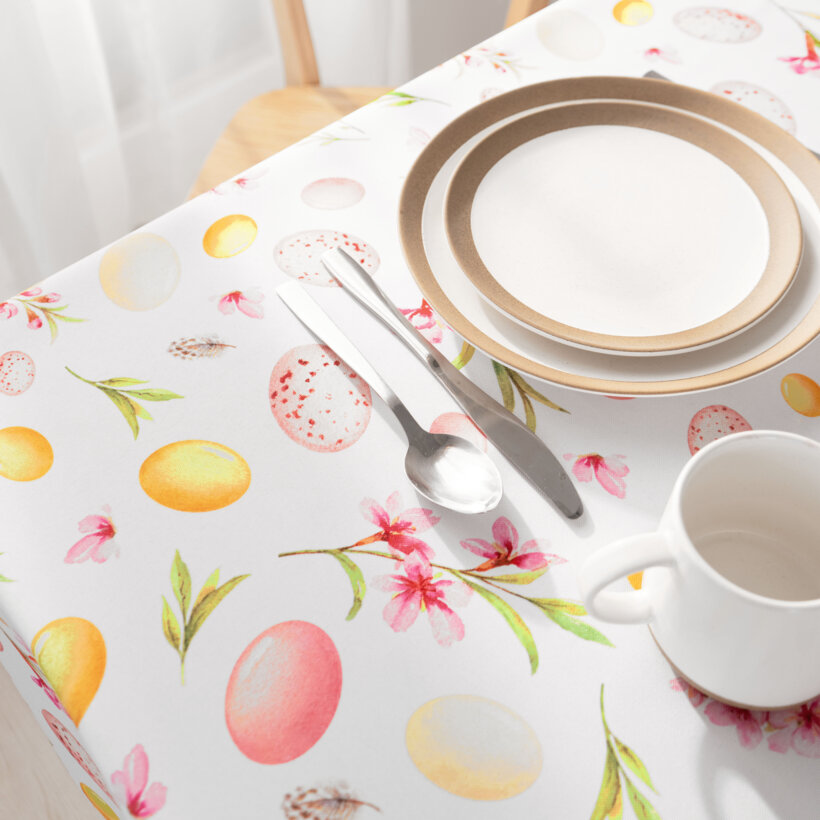 Ostern Eckige Tischdecke Teflon - Ostereier mit Blumen