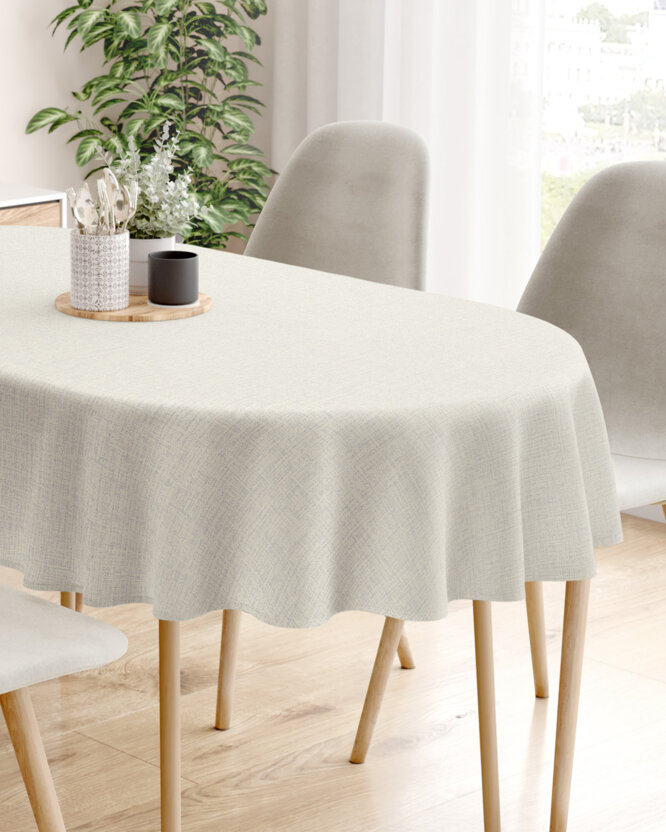 Ovale Tischdecke aus 100% Baumwolle - naturfarben, ungebleicht