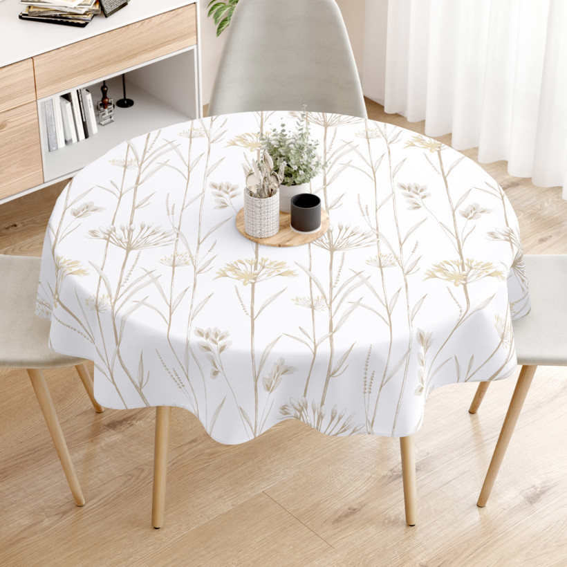 Runde Tischdecke 100% Baumwolle - Dekorpflanzen