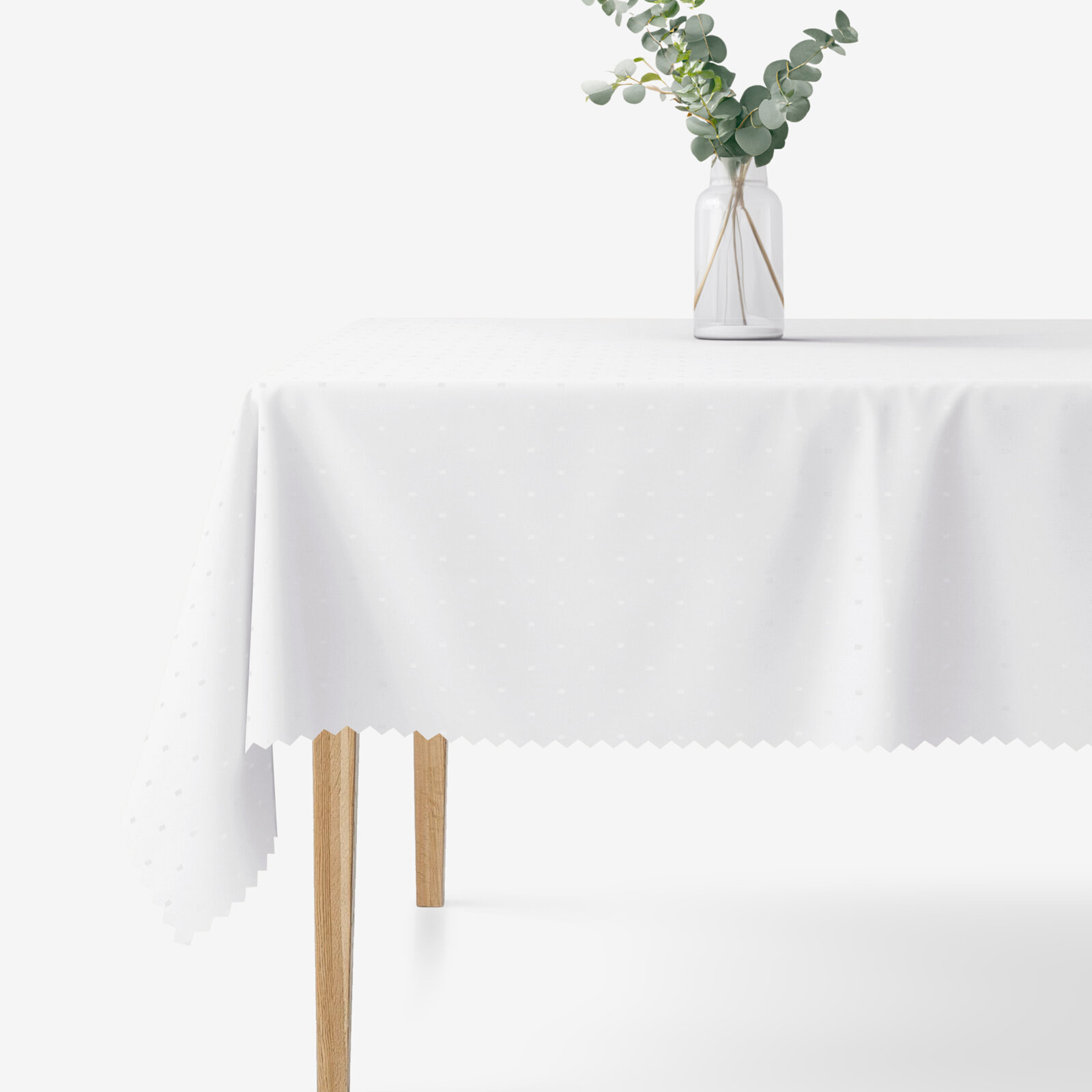 Festliche eckige Teflon-Tischdecke - weiß mit glänzenden Rechtecken