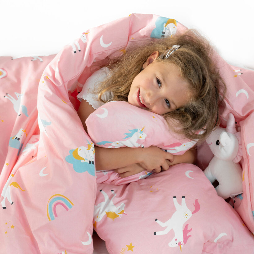 Kinder - Bettwäsche aus Baumwolle - Lustige Einhörner