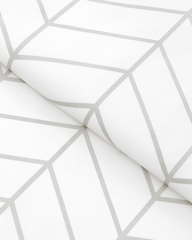 Baumwollstoff - Grauer Zickzack auf Weiß