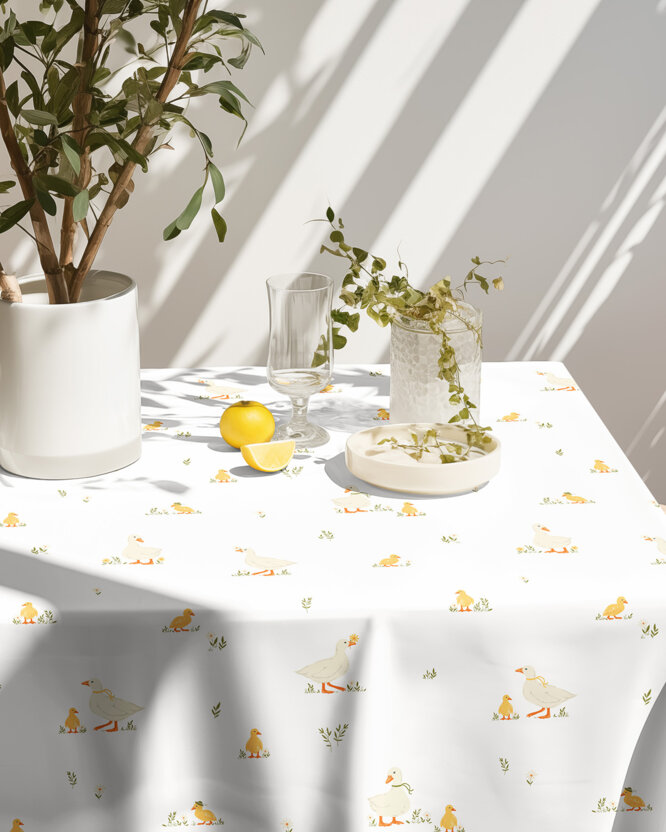 Ostern Eckige Tischdecke 100% Baumwolle - Enten