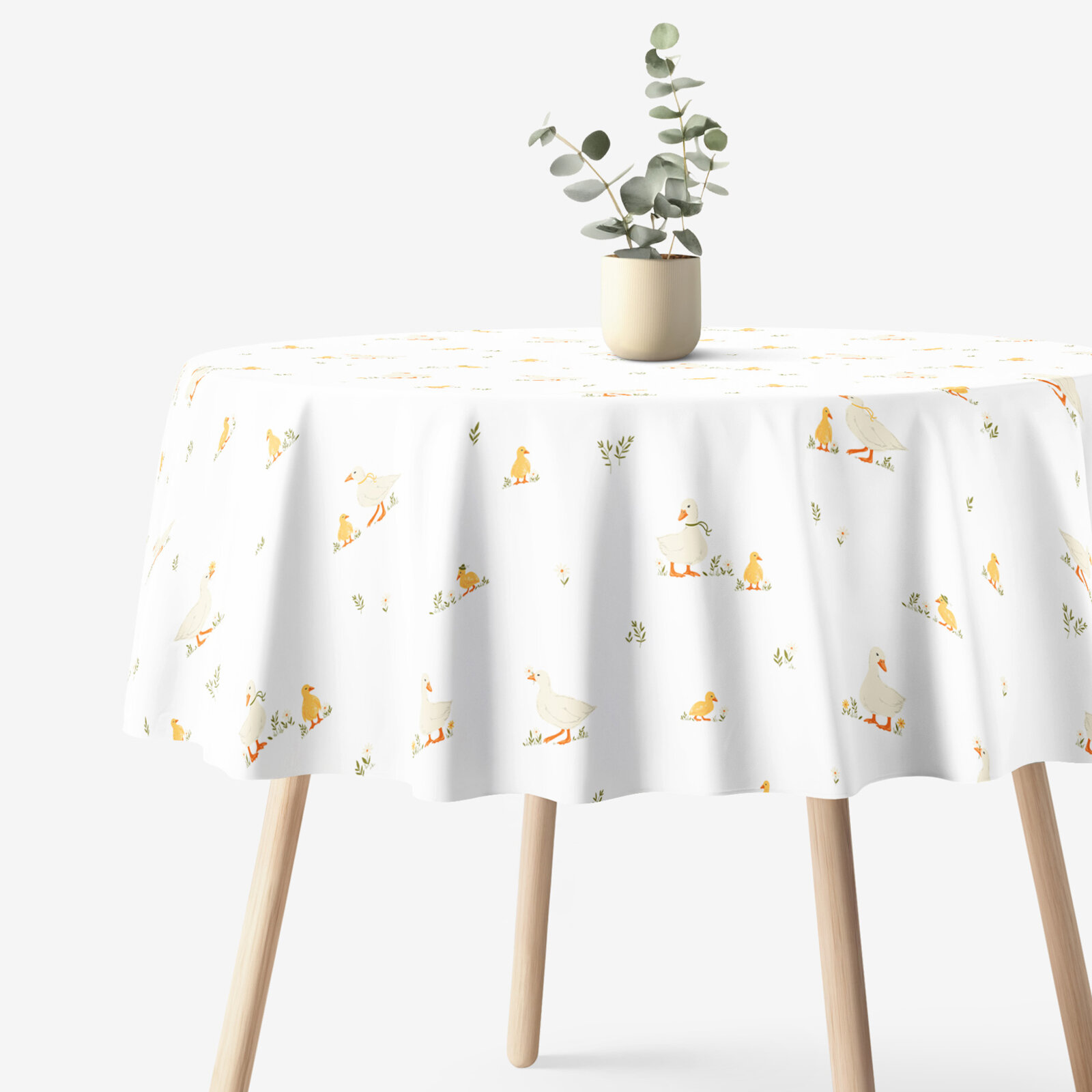 Ostern Runde Tischdecke 100% Baumwolle - Enten