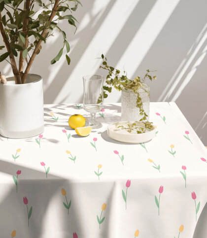 Eckige Tischdecke 100% Baumwolle - Tulpen