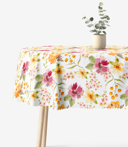 Ovale Tischdecke Teflon - Hibiskusblüten