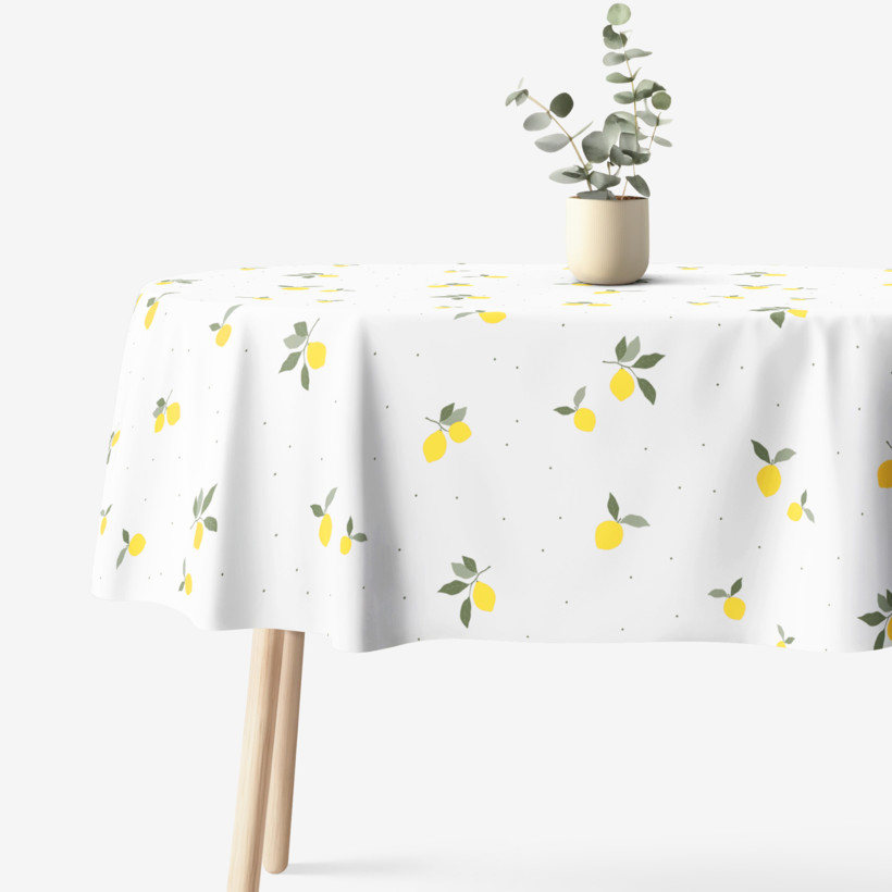 Ovale Tischdecke aus 100% Baumwolle - Zitronen