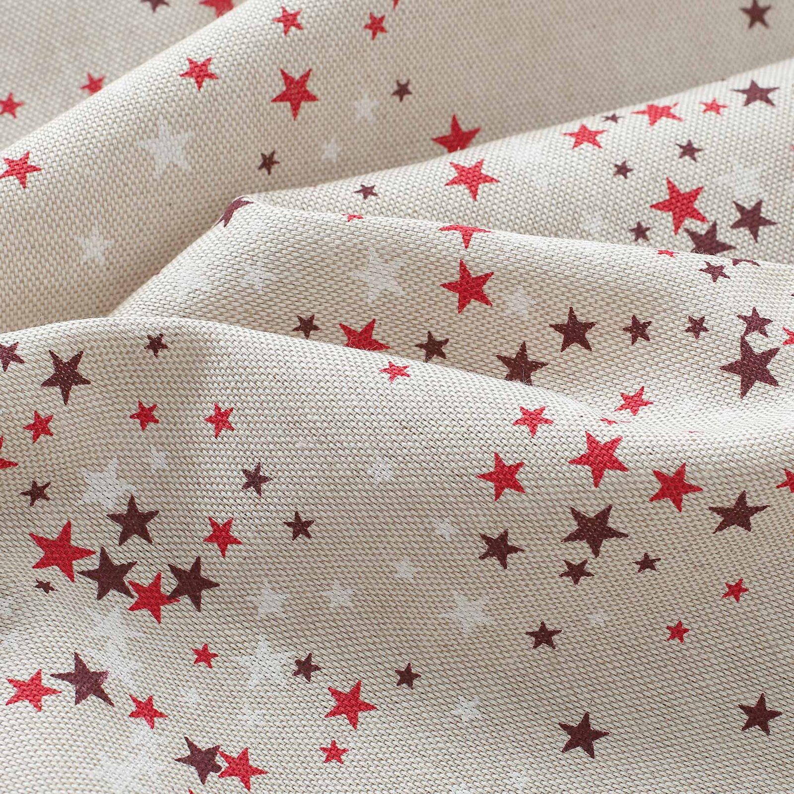 Dekorativer Stoff Valencia - Weihnachtssterne auf naturfarbe