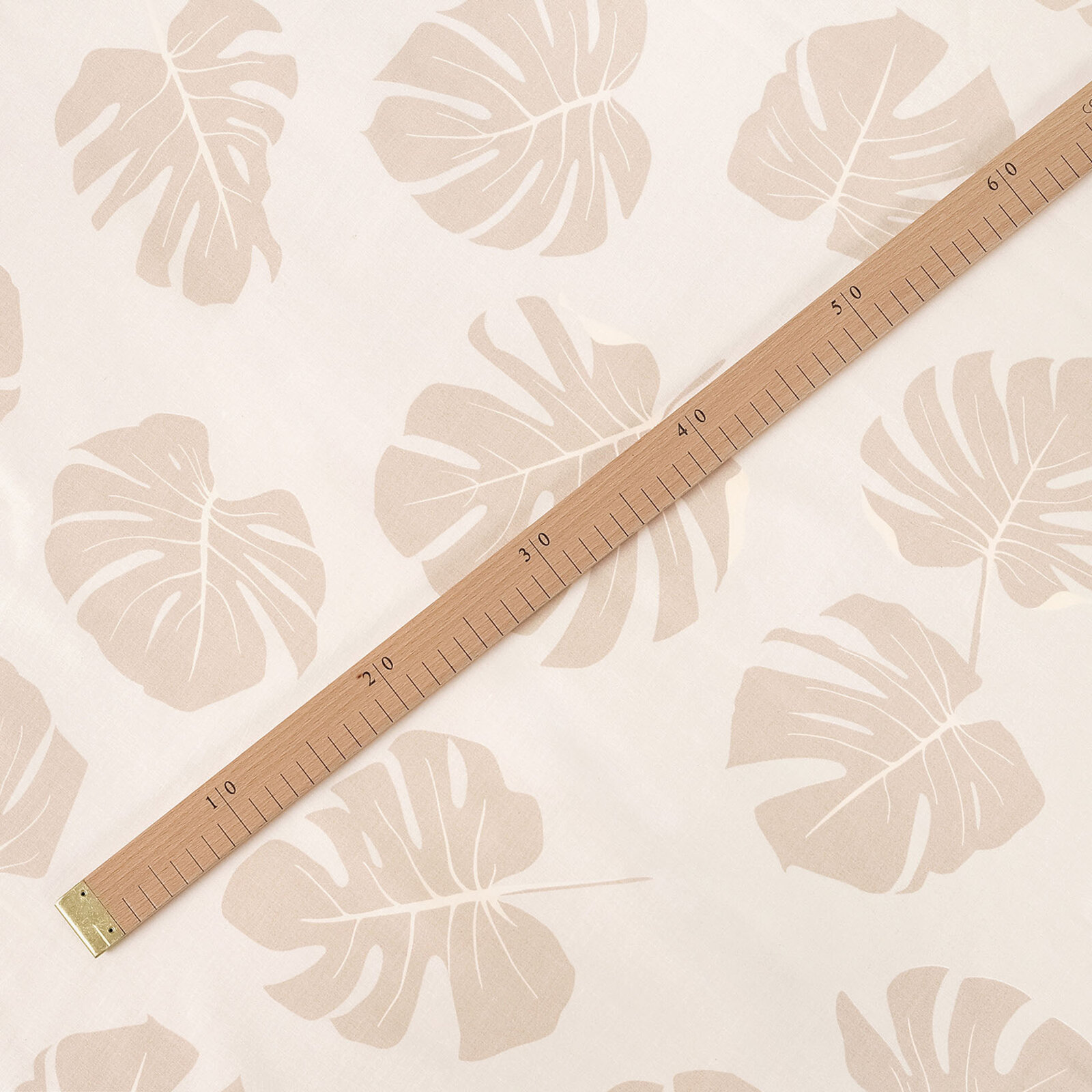 Baumwollstoff - Tropische Blätter auf Beige