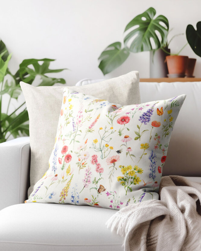 Dekorativer Kissenbezug Valencia - Blühende Wiese