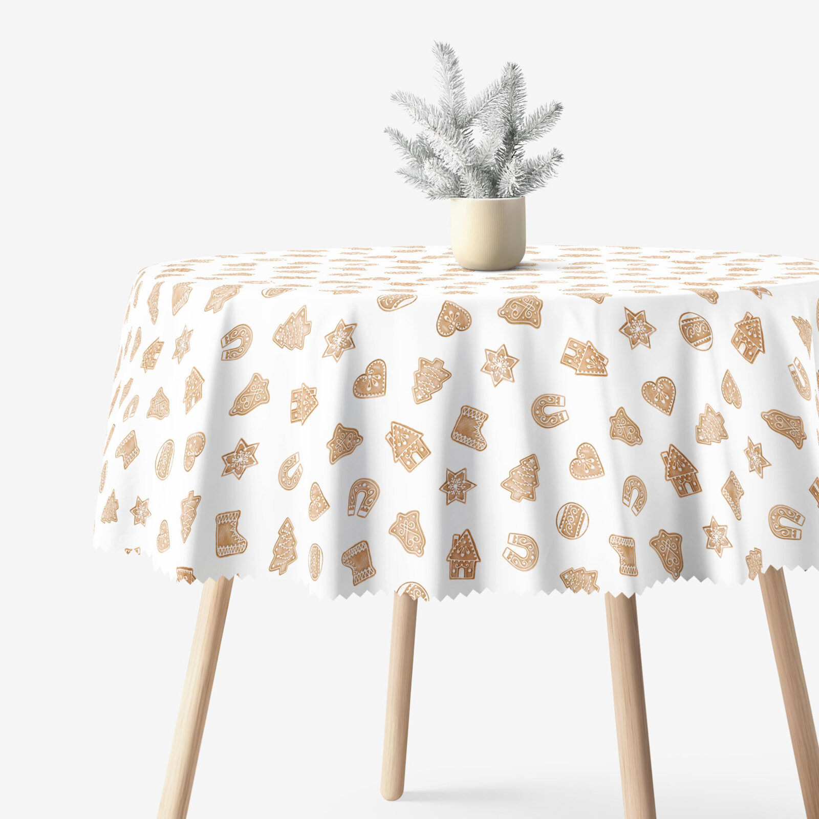 Runde Weihnachts-Tischdecke Teflon - Lebkuchen