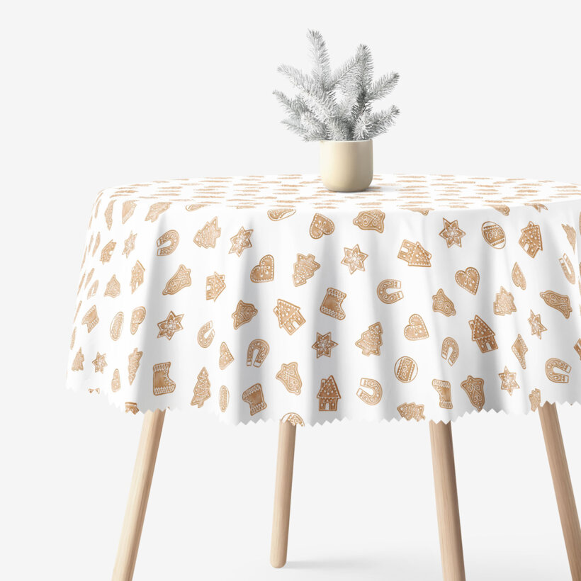 Runde Weihnachts-Tischdecke Teflon - Lebkuchen