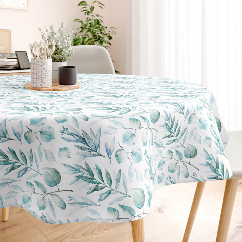 Runde Tischdecke 100% Baumwolle Deluxe - aquarelle Blätter