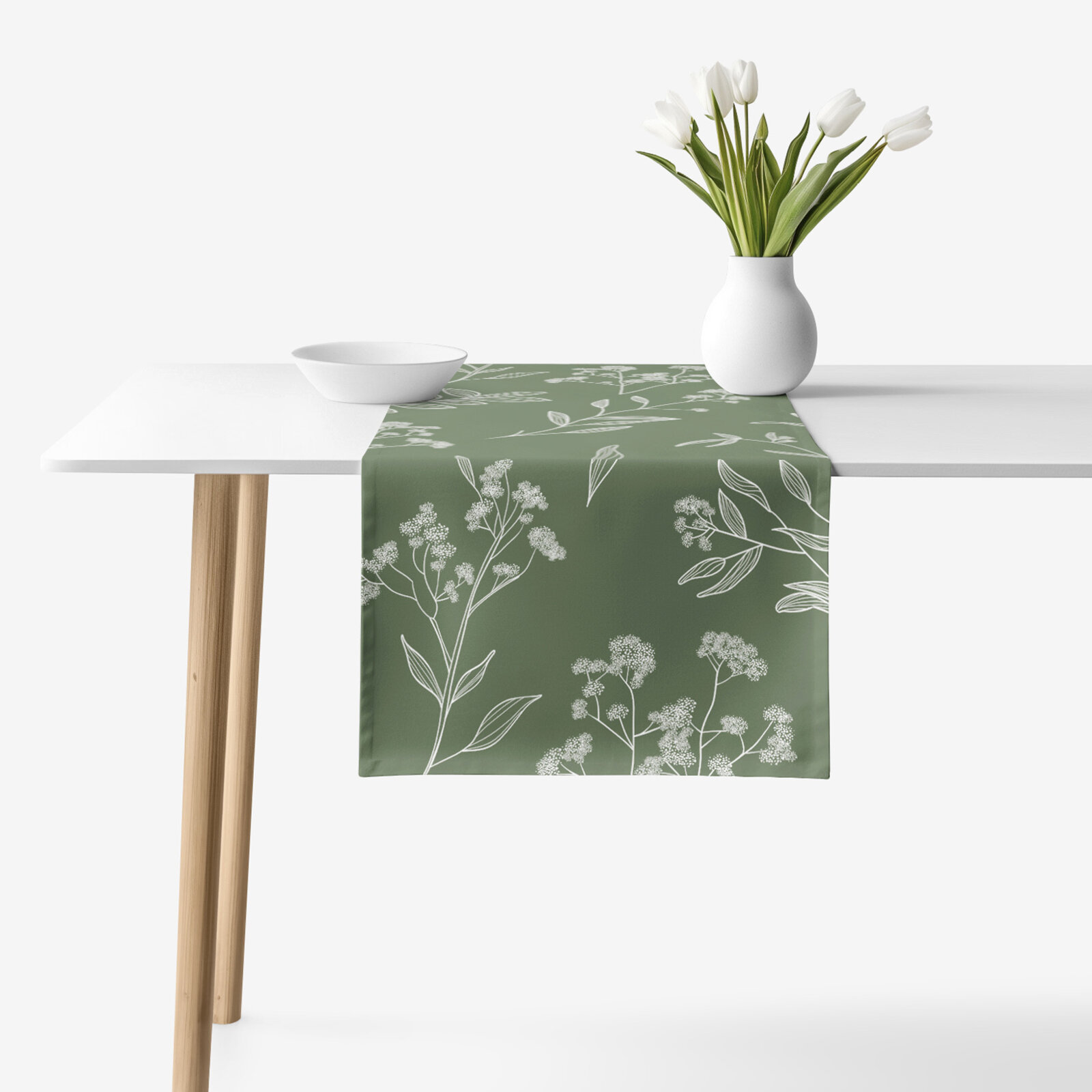 Tischläufer aus 100% Baumwolle - Kräuterblätter