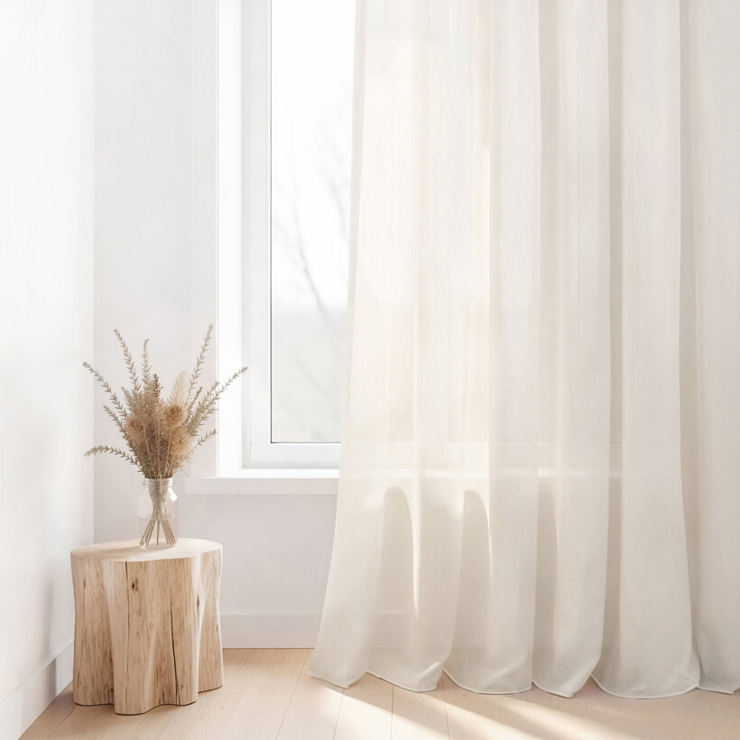 Gardine in Beige mit Glanz-Effekt