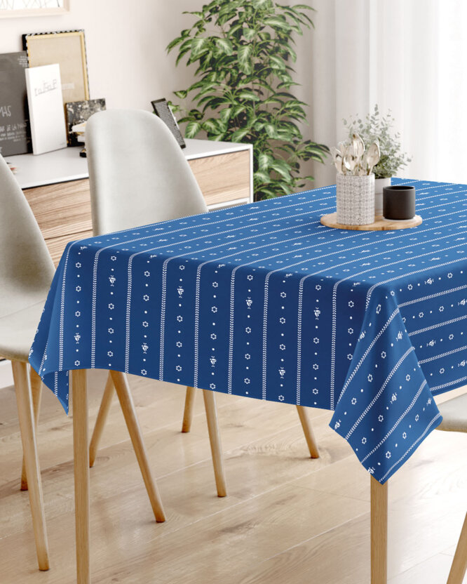 Eckige Tischdecke 100% Baumwolle - Blaue Folklore