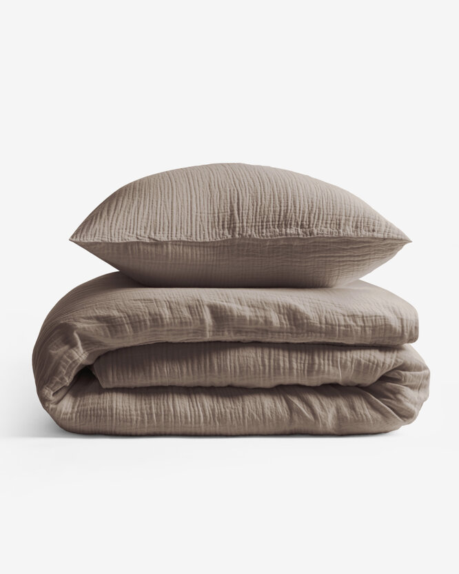 Musselin-Bettwäsche – kaffeebraun